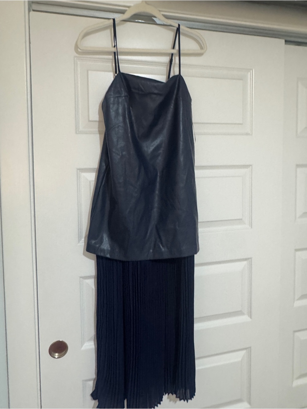 Tuckernuck Navy and Black Maxi Dress with Pleated Skirt